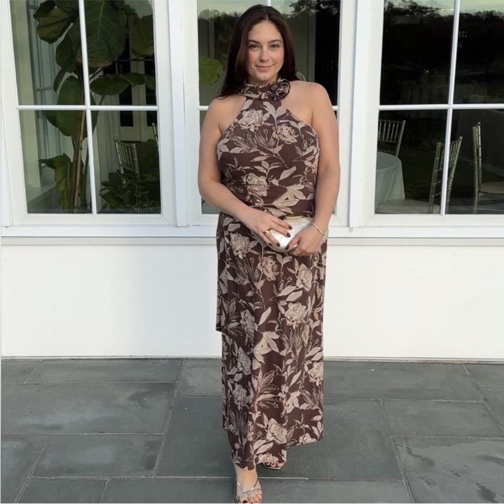 Dress the Population Olivia Dress in Mocha Multi
